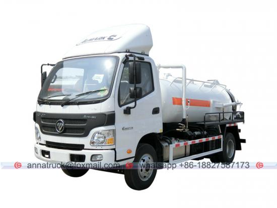4,000 litros FOTON Camión de succión al vacío de aguas residuales