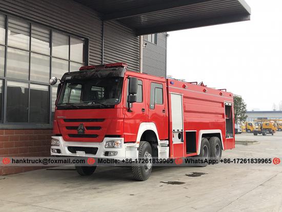 Top China Marca 10 Wheeler Sinotruk Camión de rescate de fuego de tanque de espuma