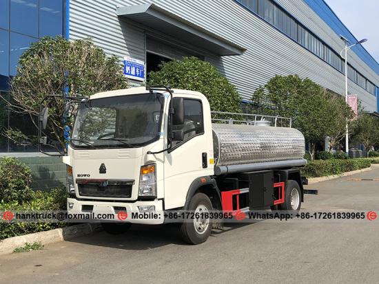 Camión de transporte de aceite de palma y agua potable de acero inoxidable HOWO de 5000 litros
