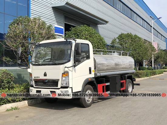camión de agua potable de acero inoxidable de grado alimenticio de 5,000 litros de HOWO