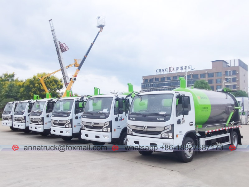 Dongfeng 5000 litros de camiones de succión al vacío de aguas residuales Exportación a Vietnam